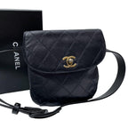 Chanel Bicolor Quilted Lambskin Waist Belt Bag Navy