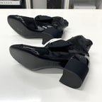 Chanel Camellia Ribbon CC Logo Patent Wrinkled Short Boots — view 7