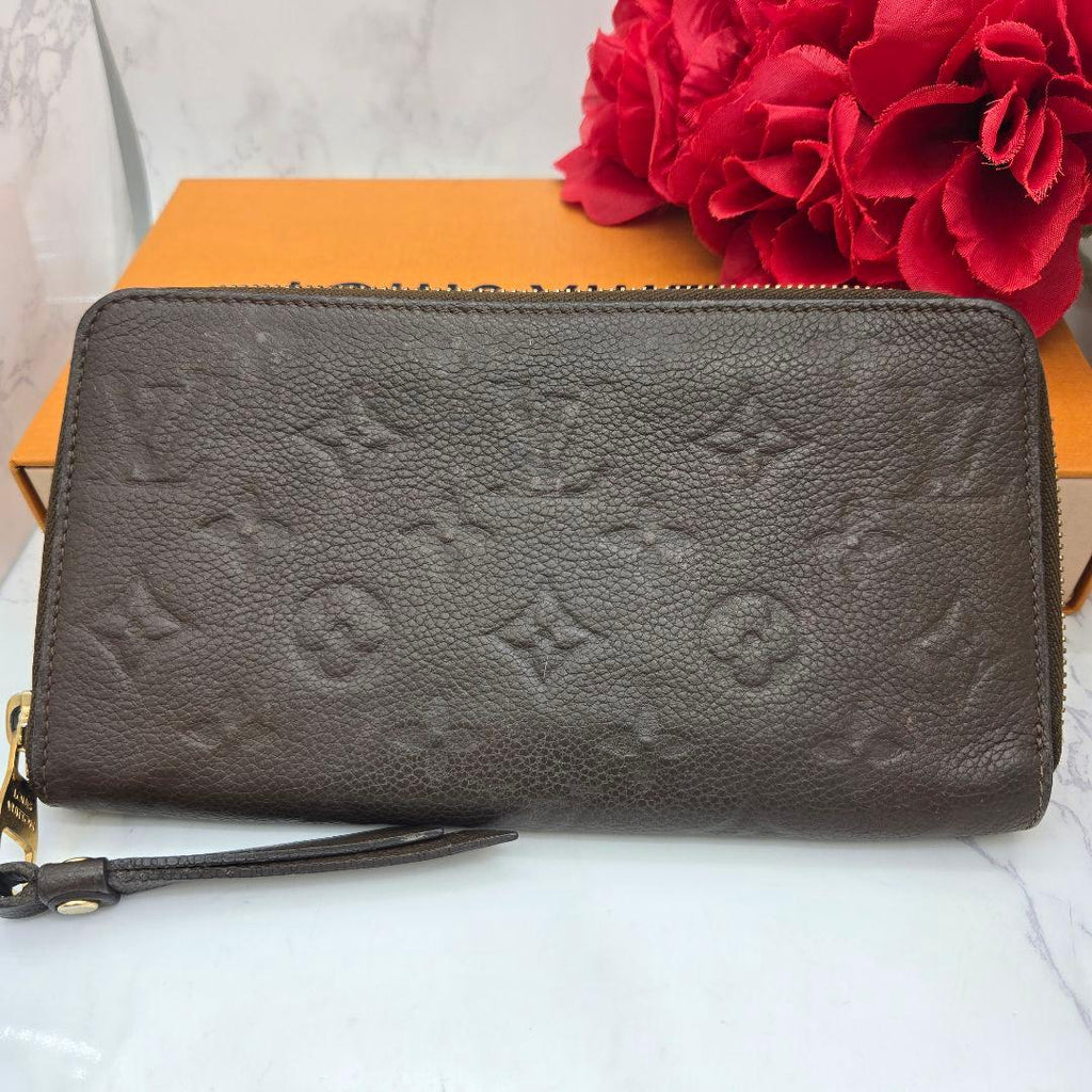 Louis Vuitton Monogram Empreinte Zippy Wallet Light Brown