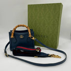 Gucci Bamboo Diana Leather 2-Way Navy Shoulder Bag