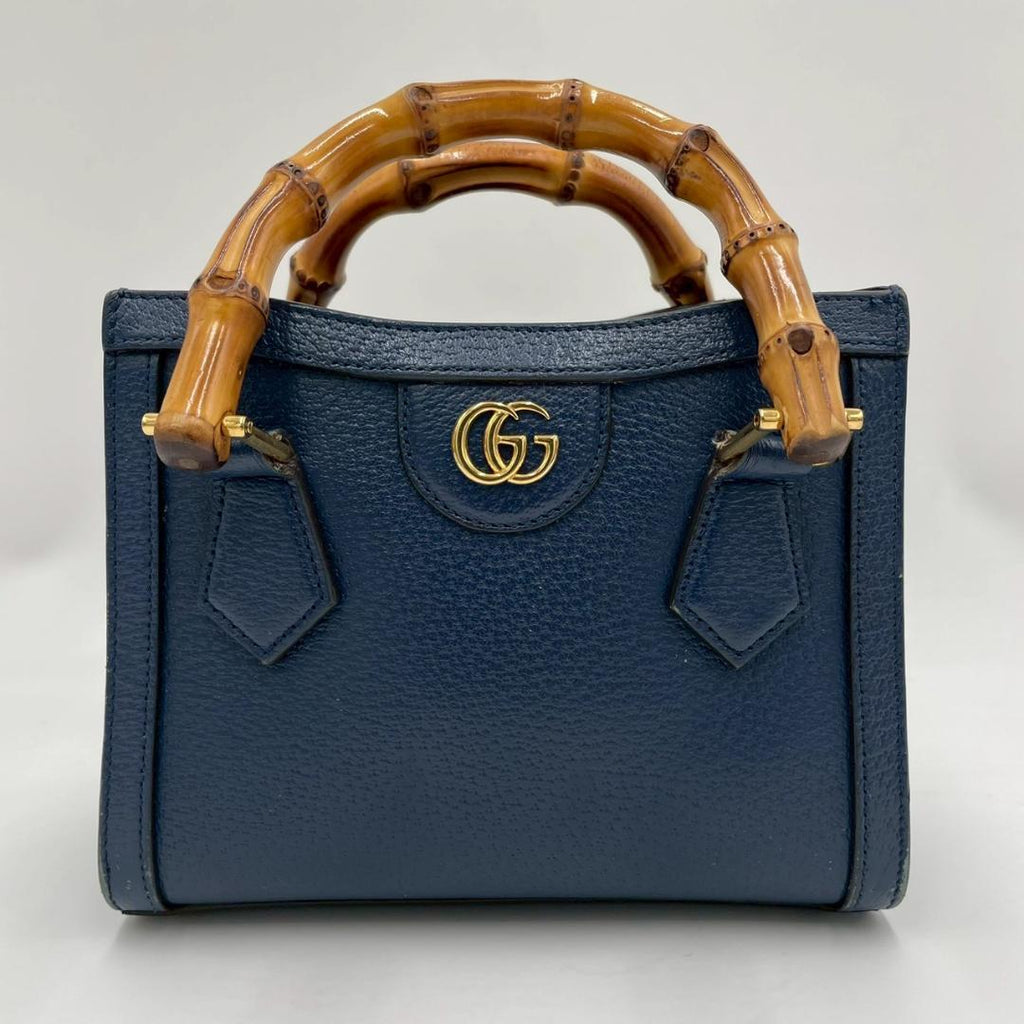 Gucci Bamboo Diana Leather 2-Way Navy Shoulder Bag — view 3