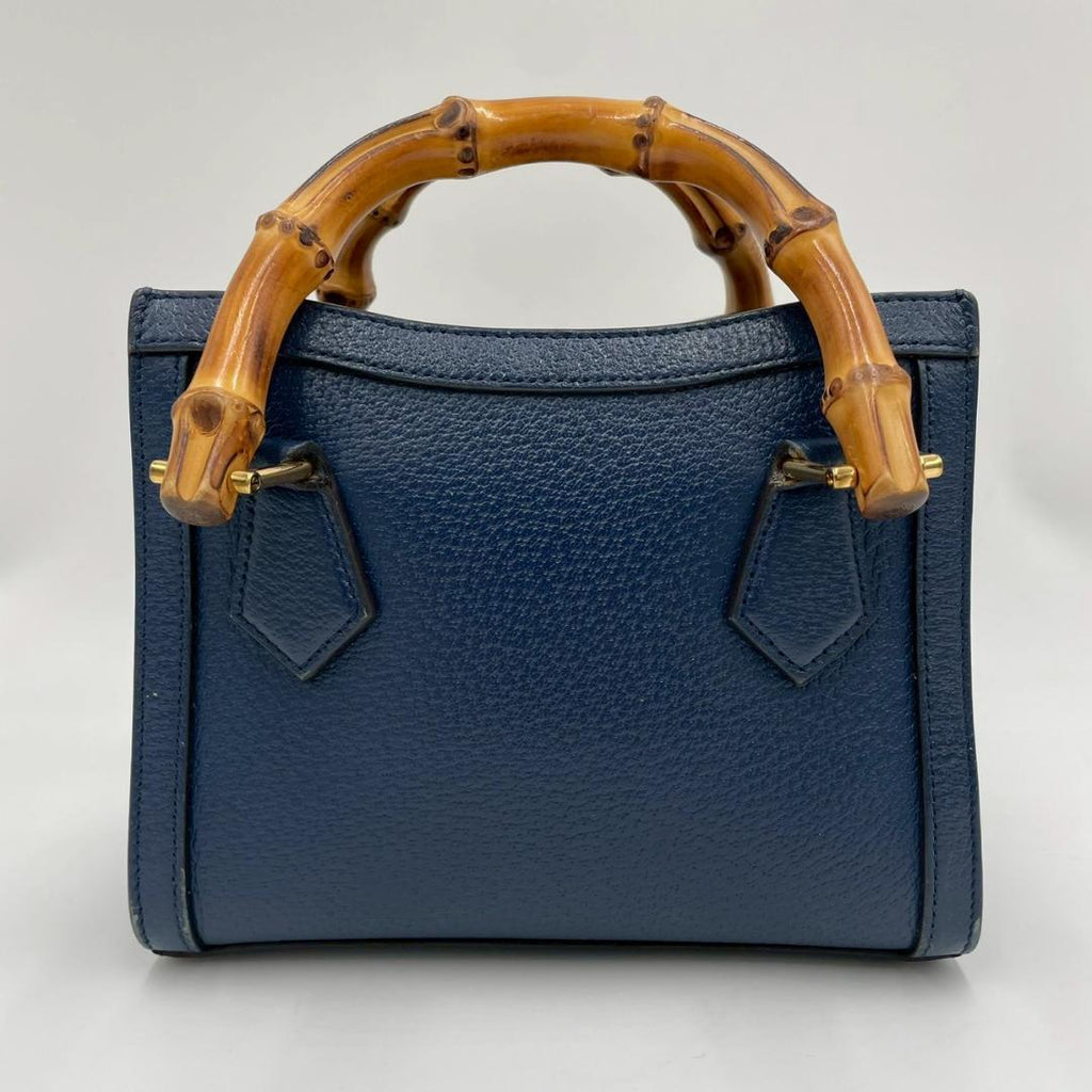 Gucci Bamboo Diana Leather 2-Way Navy Shoulder Bag — view 4