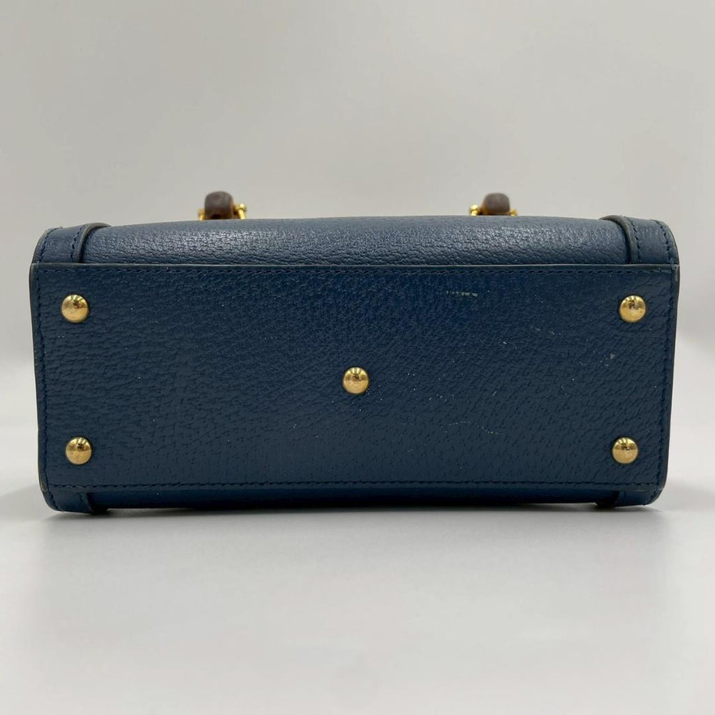 Gucci Bamboo Diana Leather 2-Way Navy Shoulder Bag — view 8