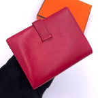 Hermes Bearn Compact Box Calf Red Bifold Wallet — view 2