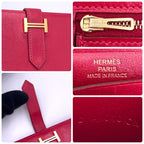 Hermes Bearn Compact Box Calf Red Bifold Wallet — view 9