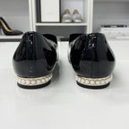 Chanel CC Logo Patent Pearl Opera Shoes Loafers Black — view 5