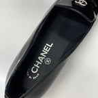 Chanel CC Logo Patent Pearl Opera Shoes Loafers Black — view 7