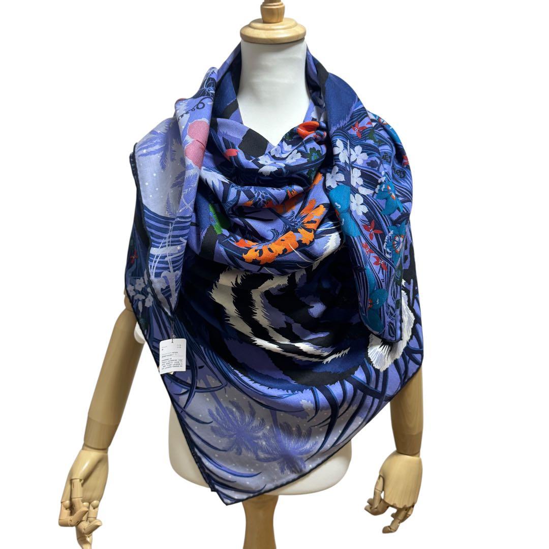 Hermes Carre Tiger Alice Charley Shawl Scarf — view 7