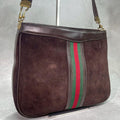 Gucci Sherry Line Shoulder Bag Suede Brown