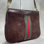 Gucci Sherry Line Shoulder Bag Suede Brown