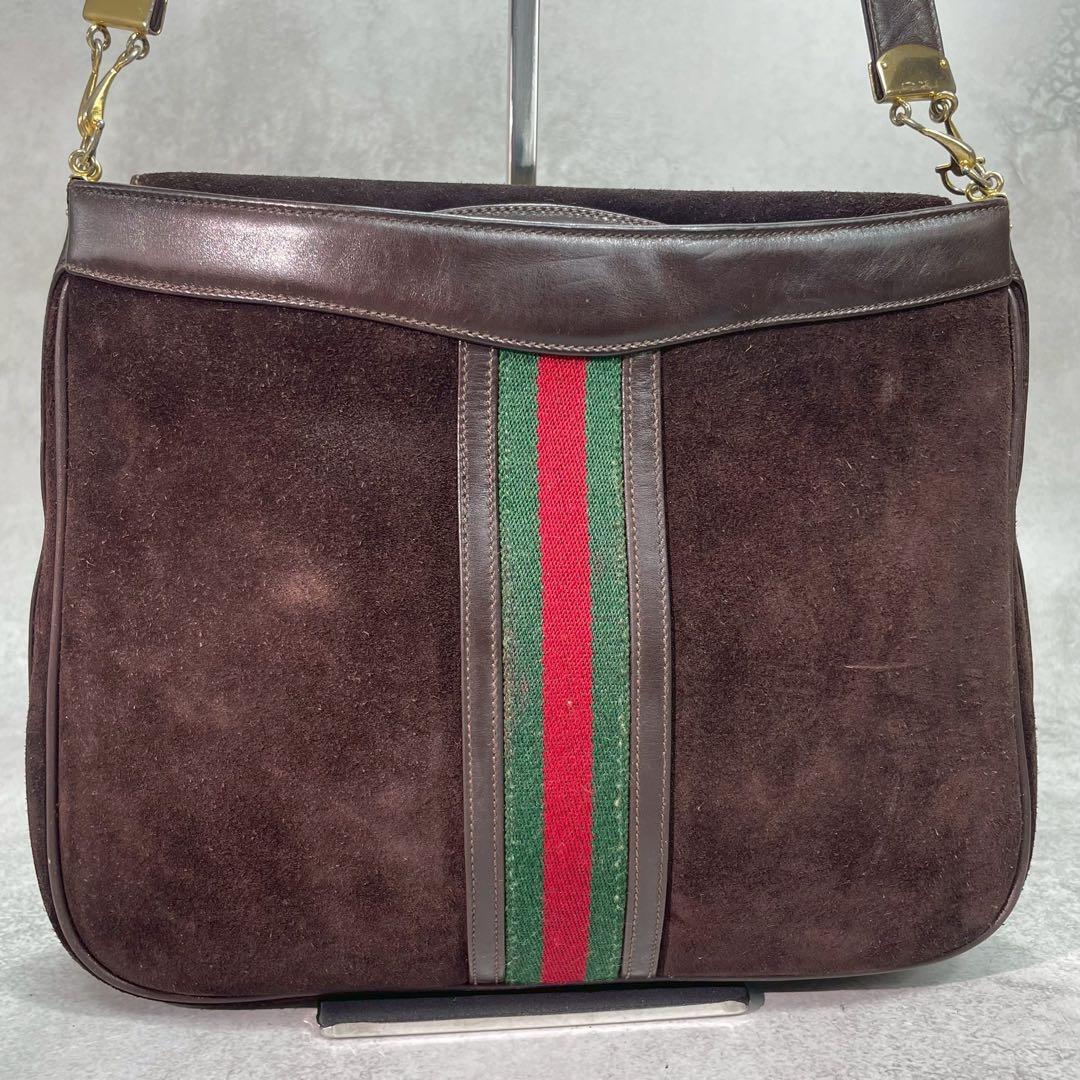 Gucci Sherry Line Shoulder Bag Suede Brown — view 2
