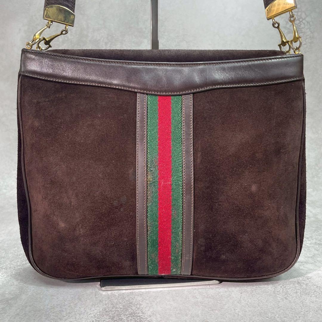 Gucci Sherry Line Shoulder Bag Suede Brown — view 3