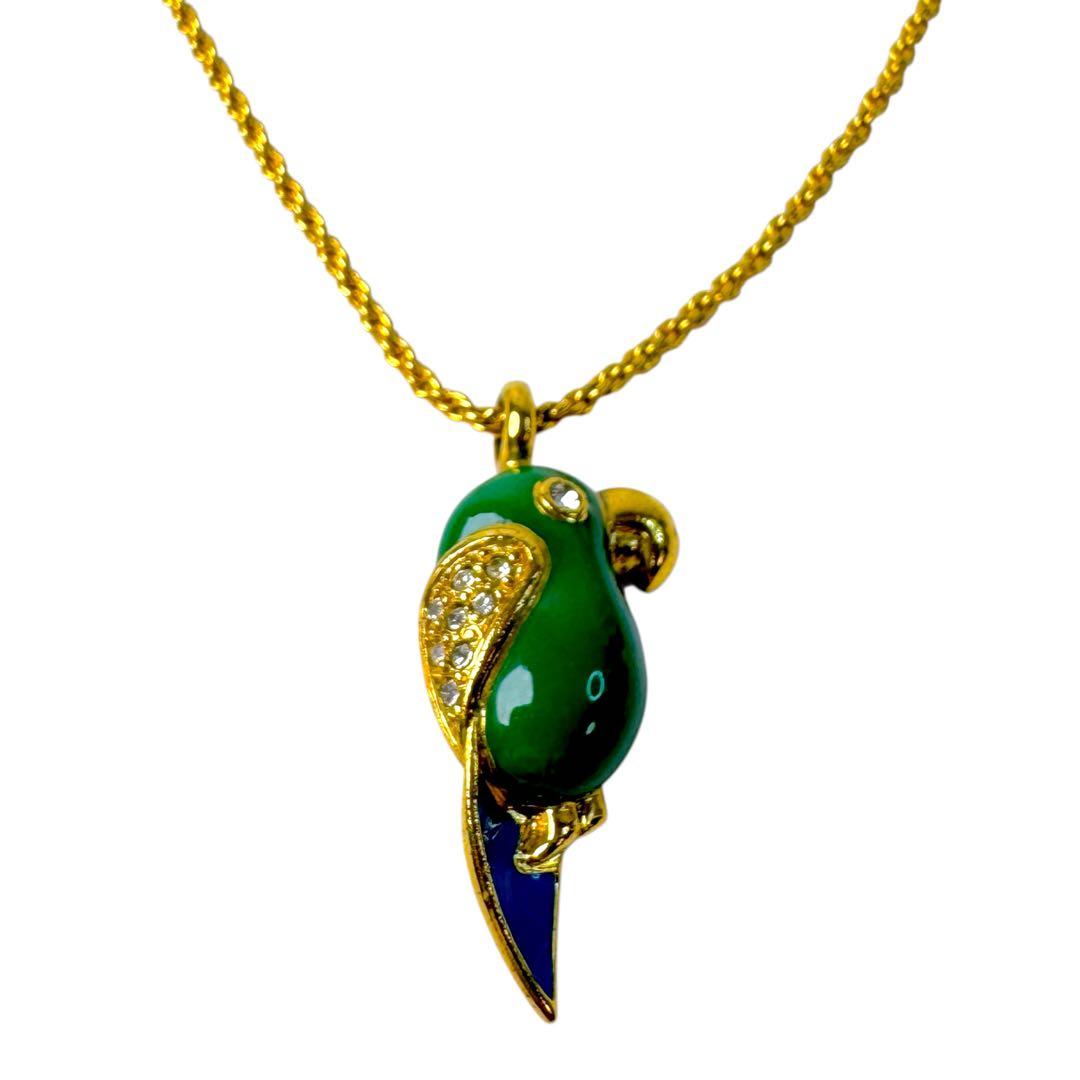 Dior Parakeet Motif Rhinestone Necklace Vintage
