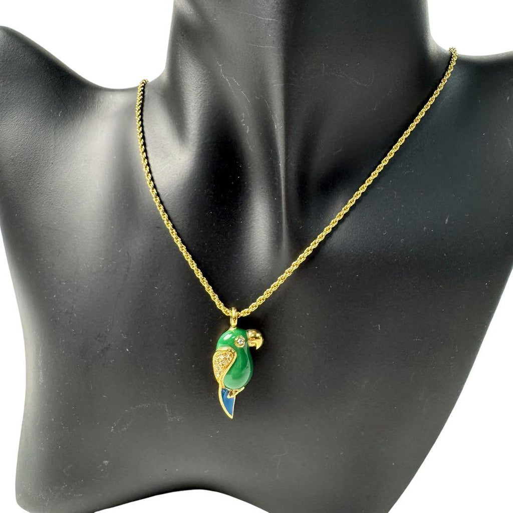 Dior Parakeet Motif Rhinestone Necklace Vintage — view 2