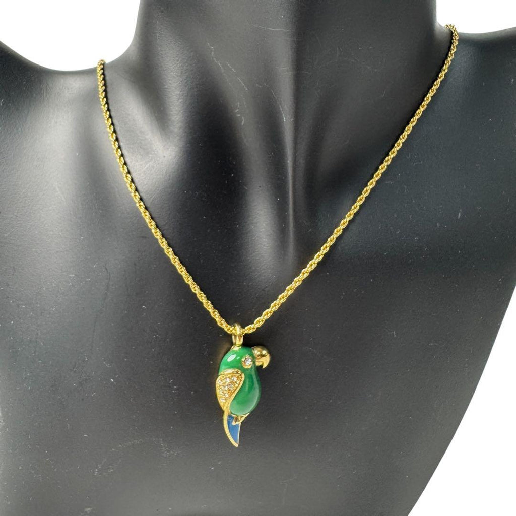 Dior Parakeet Motif Rhinestone Necklace Vintage — view 3