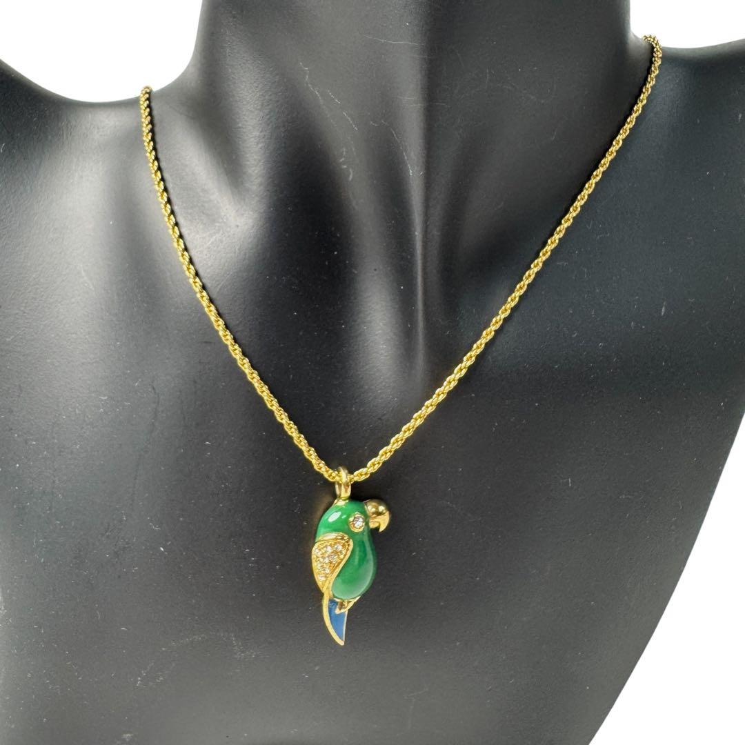 Dior Parakeet Motif Rhinestone Necklace Vintage — view 3