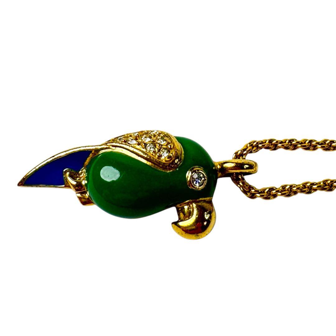 Dior Parakeet Motif Rhinestone Necklace Vintage — view 6