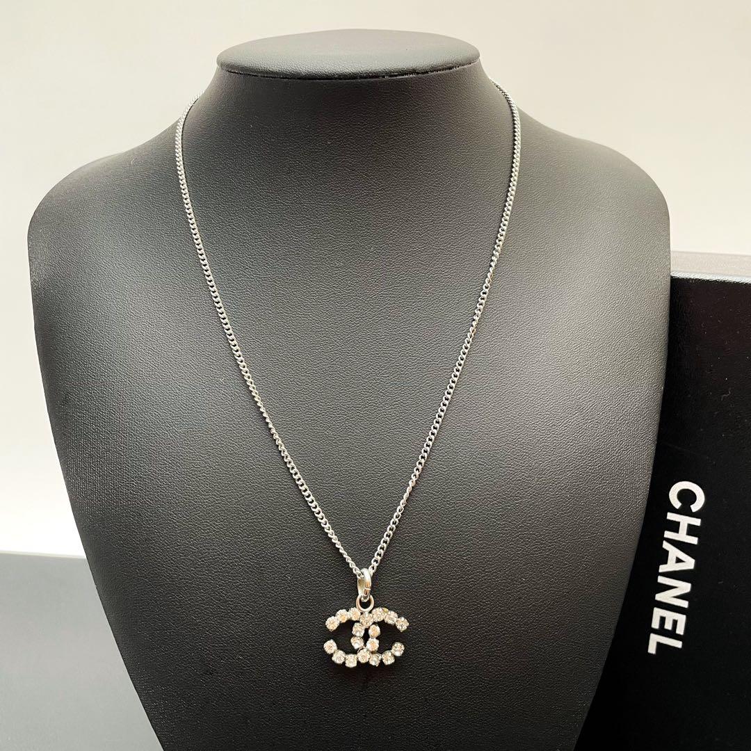 Chanel CC Logo Necklace Rhinestone Icon Coco — view 6