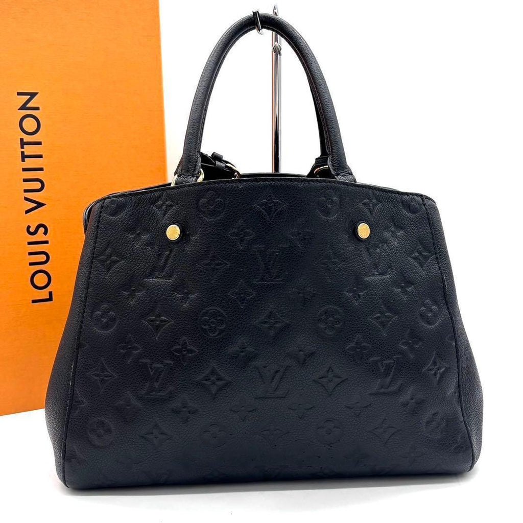 Louis Vuitton Monogram Empreinte Montaigne MM Noir Black Handbag — view 2