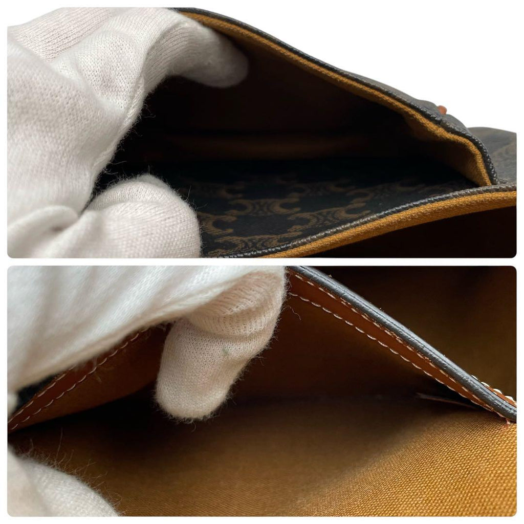 Celine Macadam Triomphe Falco Shoulder Bag Brown — view 9