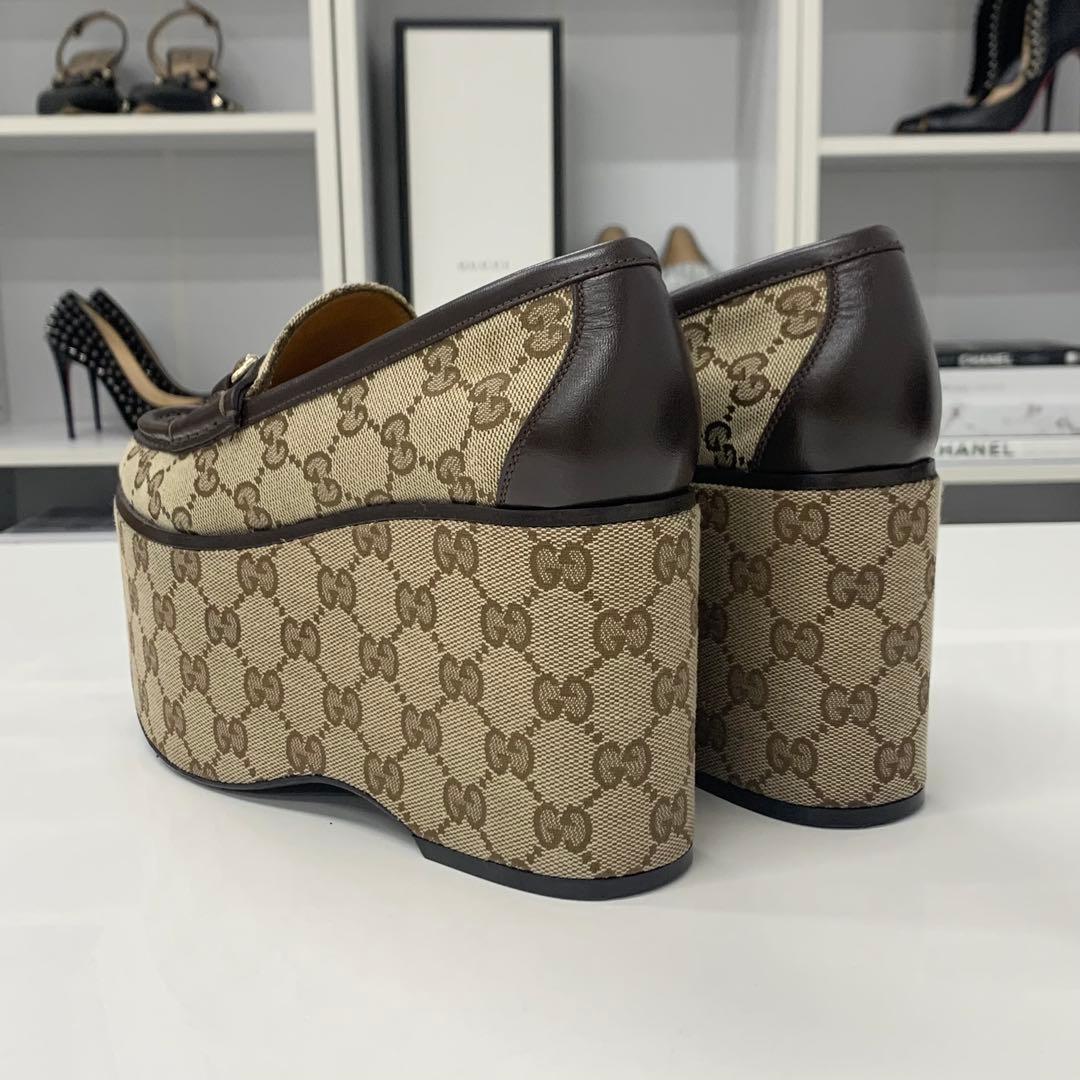 Gucci GG Canvas Leather Horsebit Platform Loafers — view 5