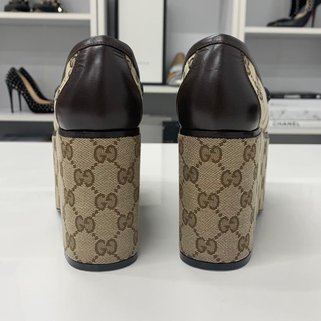 Gucci GG Canvas Leather Horsebit Platform Loafers — view 6
