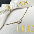 Dior Clair de Lune CD Logo Necklace Rhinestone