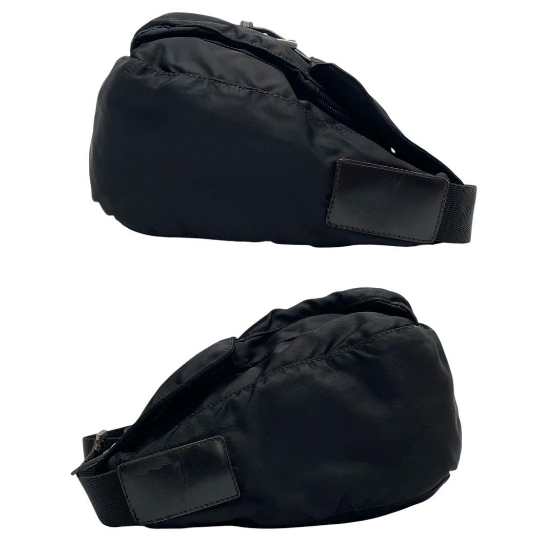 Prada Nylon Leather Shoulder Bag Triangle Plate Logo Black — view 4