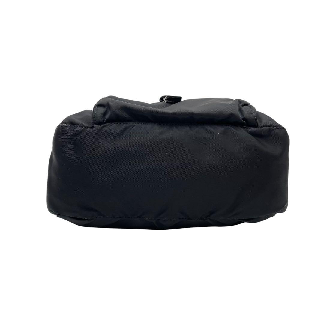 Prada Nylon Leather Shoulder Bag Triangle Plate Logo Black — view 5