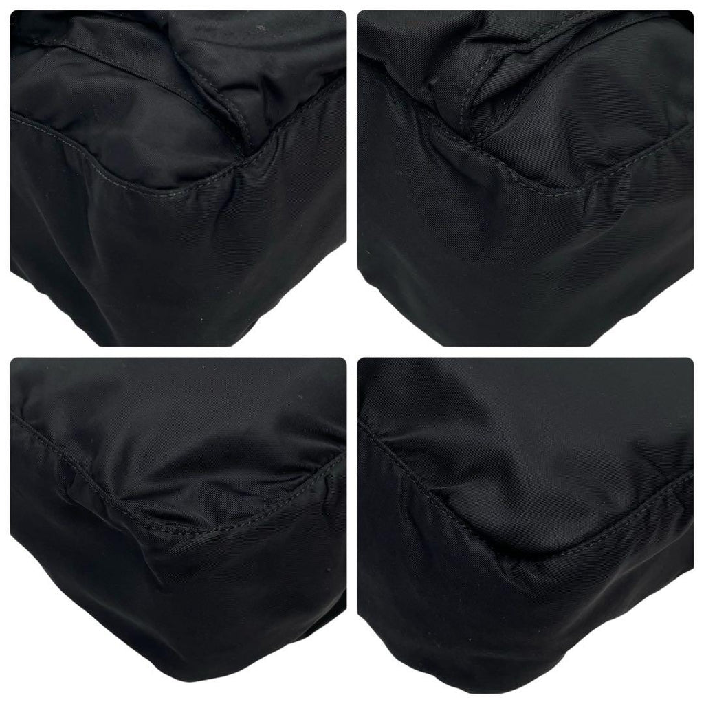 Prada Nylon Leather Shoulder Bag Triangle Plate Logo Black — view 6
