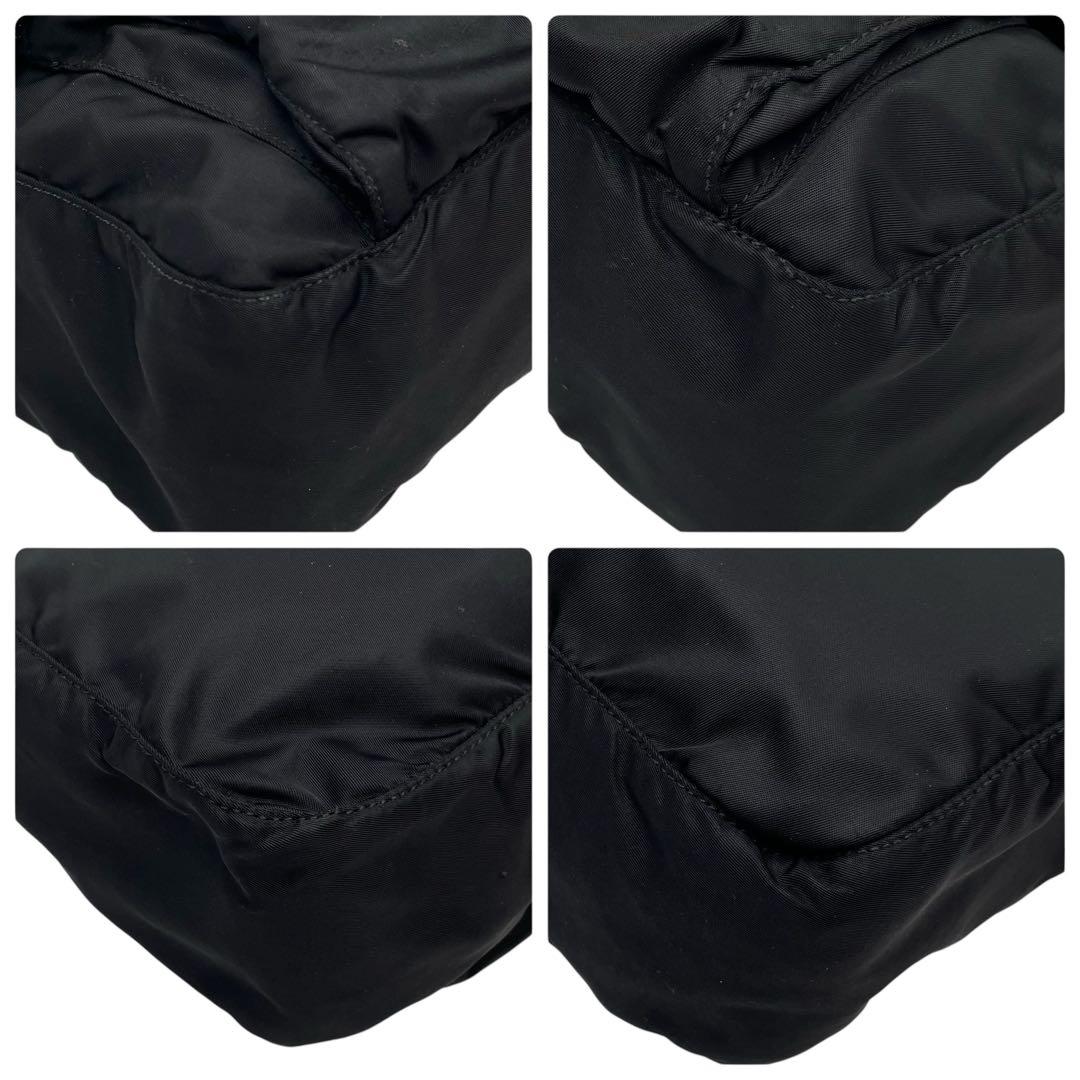 Prada Nylon Leather Shoulder Bag Triangle Plate Logo Black — view 6