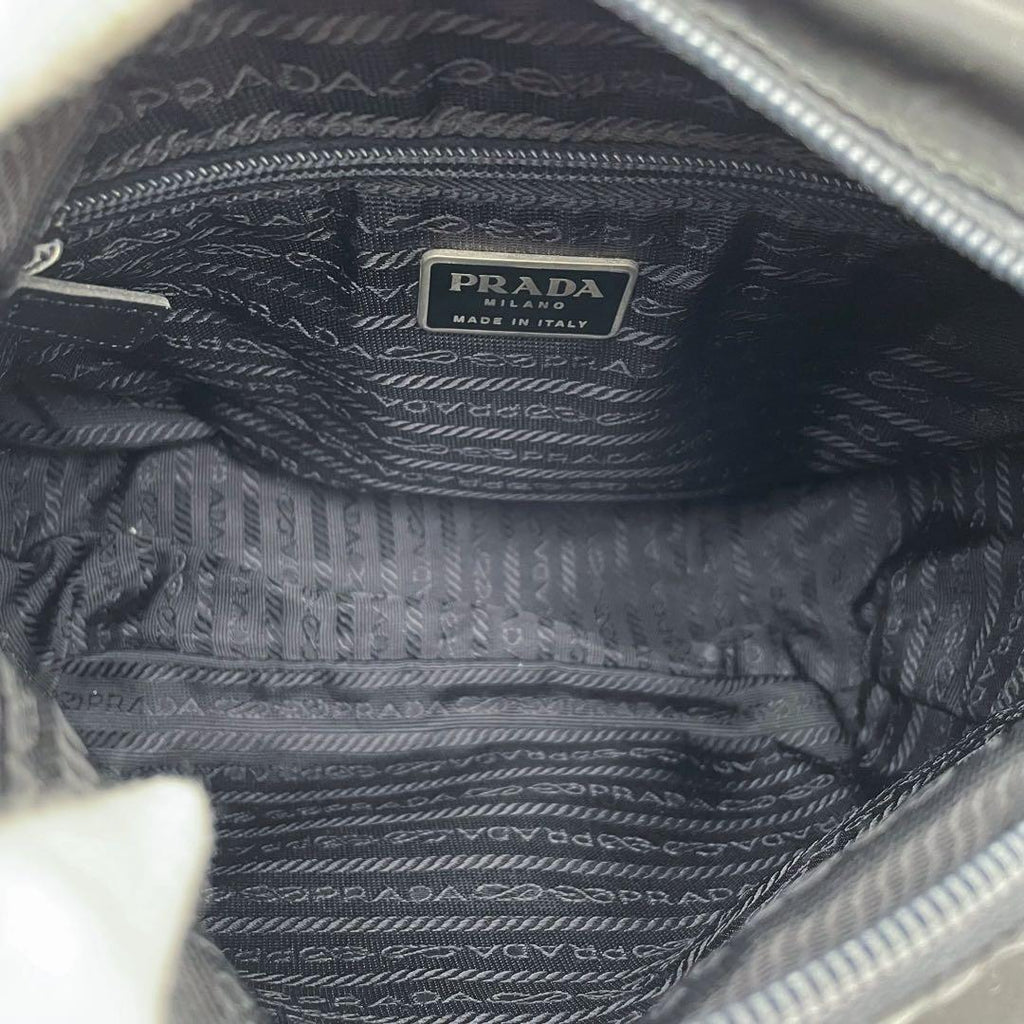 Prada Nylon Leather Shoulder Bag Triangle Plate Logo Black — view 7