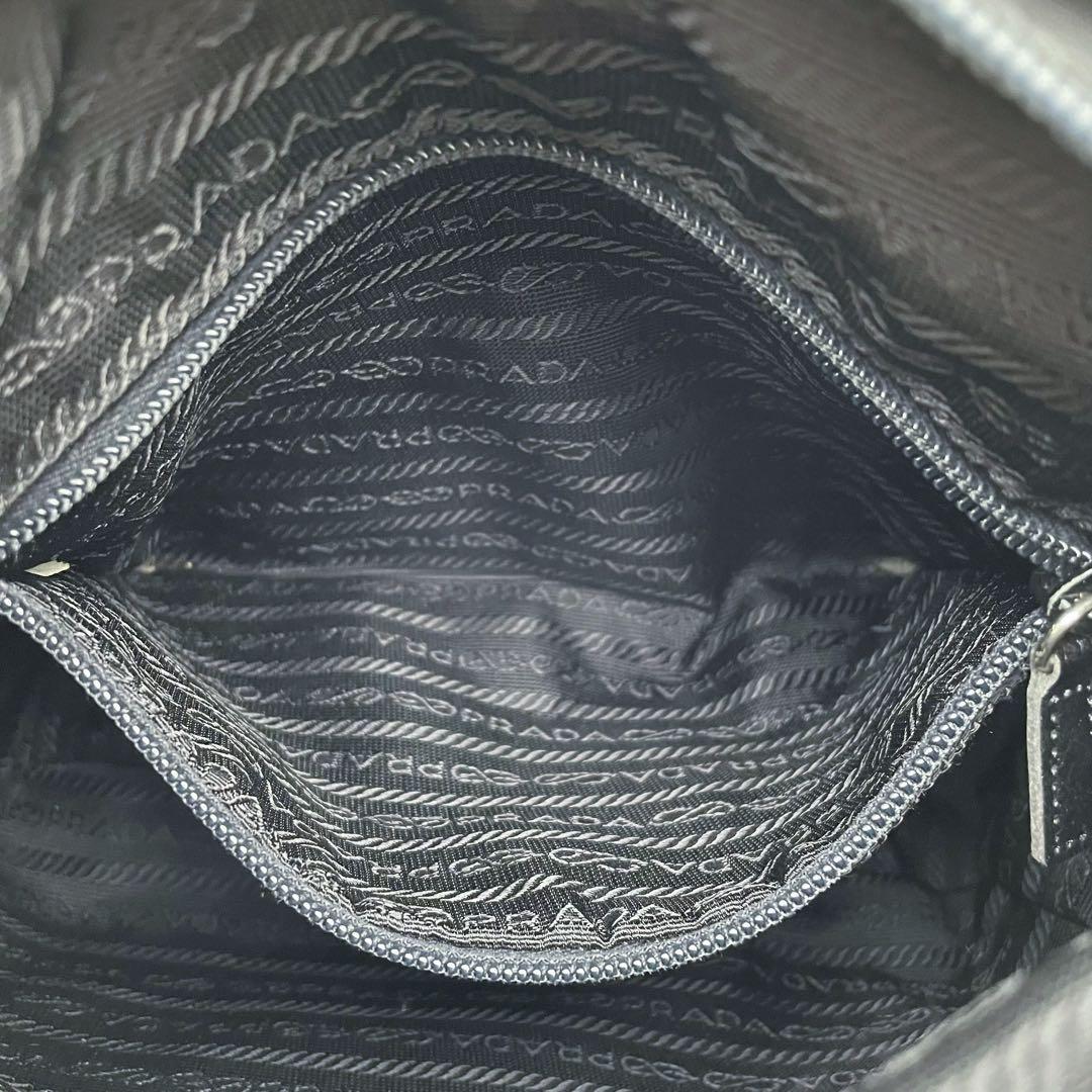 Prada Nylon Leather Shoulder Bag Triangle Plate Logo Black — view 8