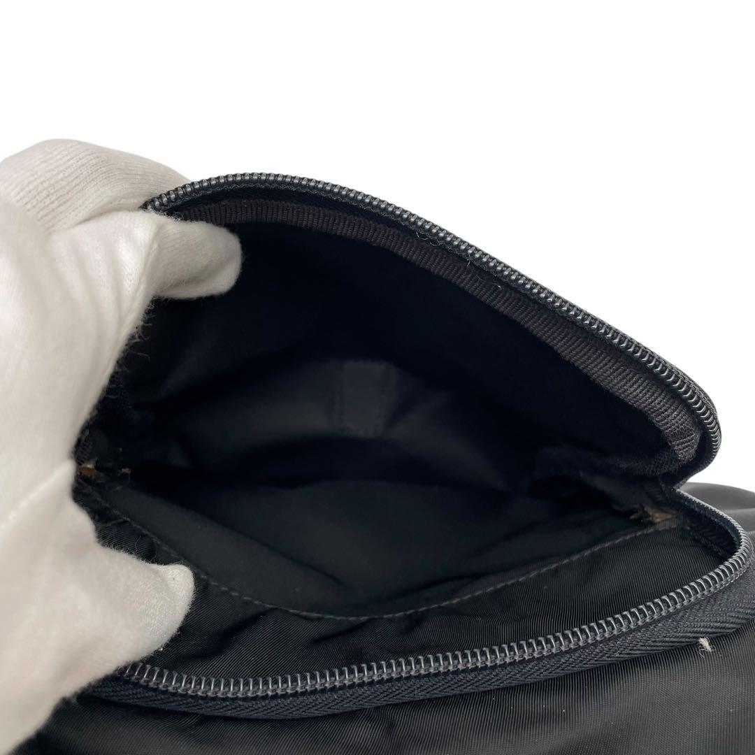 Prada Nylon Leather Shoulder Bag Triangle Plate Logo Black — view 9
