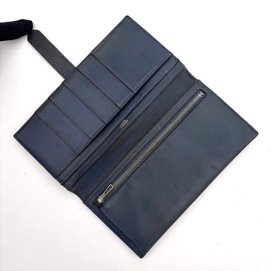 Hermes Bearn Classic Box Calf Navy Wallet Bifold — view 3