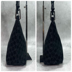 Gucci GG Handbag Bamboo Suede Black Leather Logo — view 7
