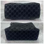 Gucci GG Handbag Bamboo Suede Black Leather Logo — view 8