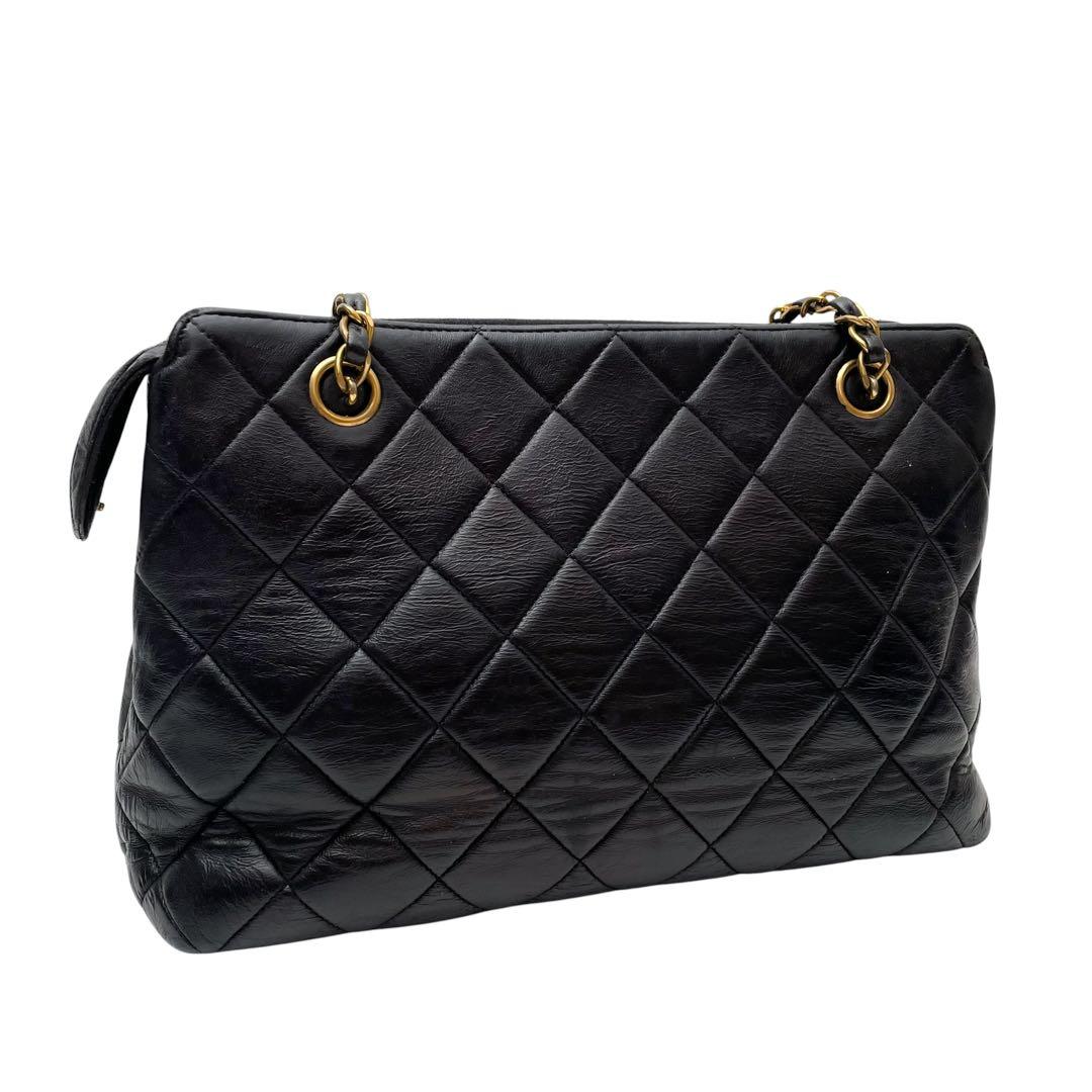 Chanel Lambskin Quilted Chain Shoulder Bag Black — view 2