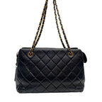Chanel Lambskin Quilted Chain Shoulder Bag Black — view 3