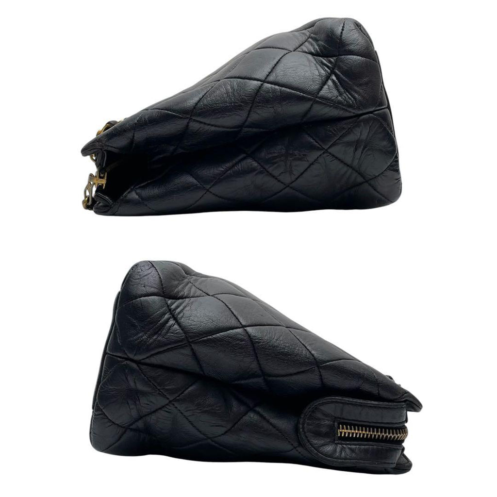 Chanel Lambskin Quilted Chain Shoulder Bag Black — view 4