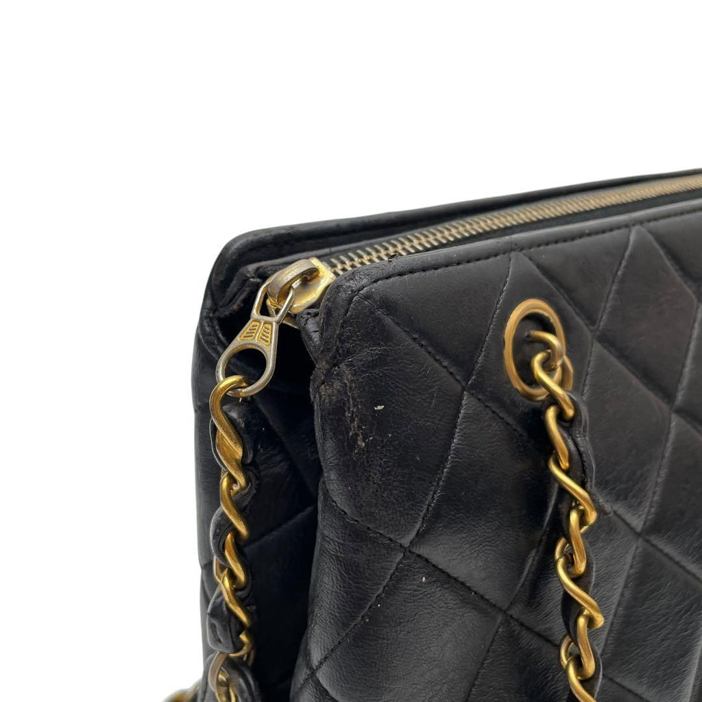Chanel Lambskin Quilted Chain Shoulder Bag Black — view 7
