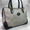 Gucci GG Handbag Navy Beige Leather Logo
