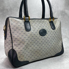Gucci GG Handbag Navy Beige Leather Logo
