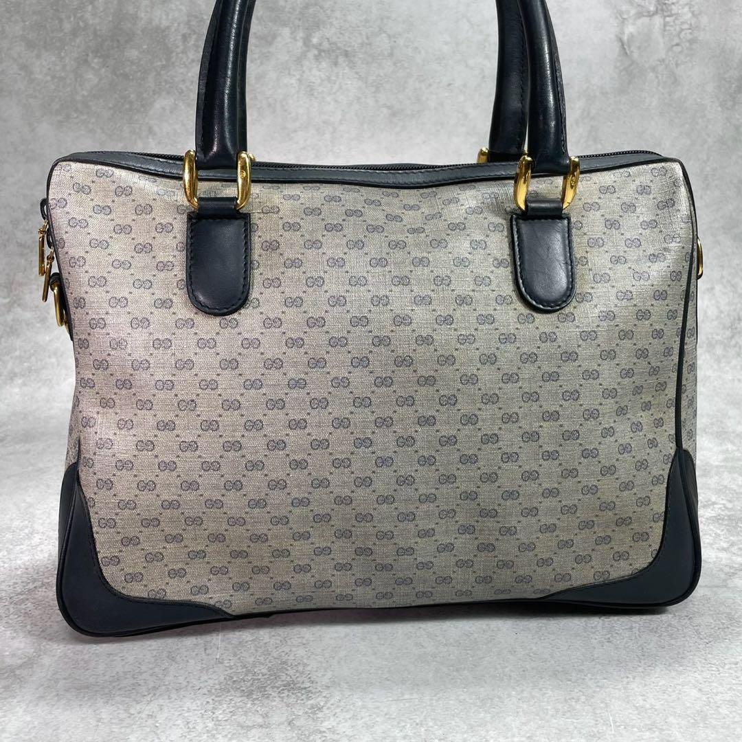 Gucci GG Handbag Navy Beige Leather Logo — view 3