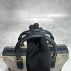 Gucci GG Handbag Navy Beige Leather Logo — view 4