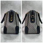 Gucci GG Handbag Navy Beige Leather Logo — view 7