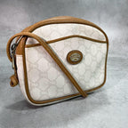 Gucci GG Shoulder Bag Brown White Logo Leather