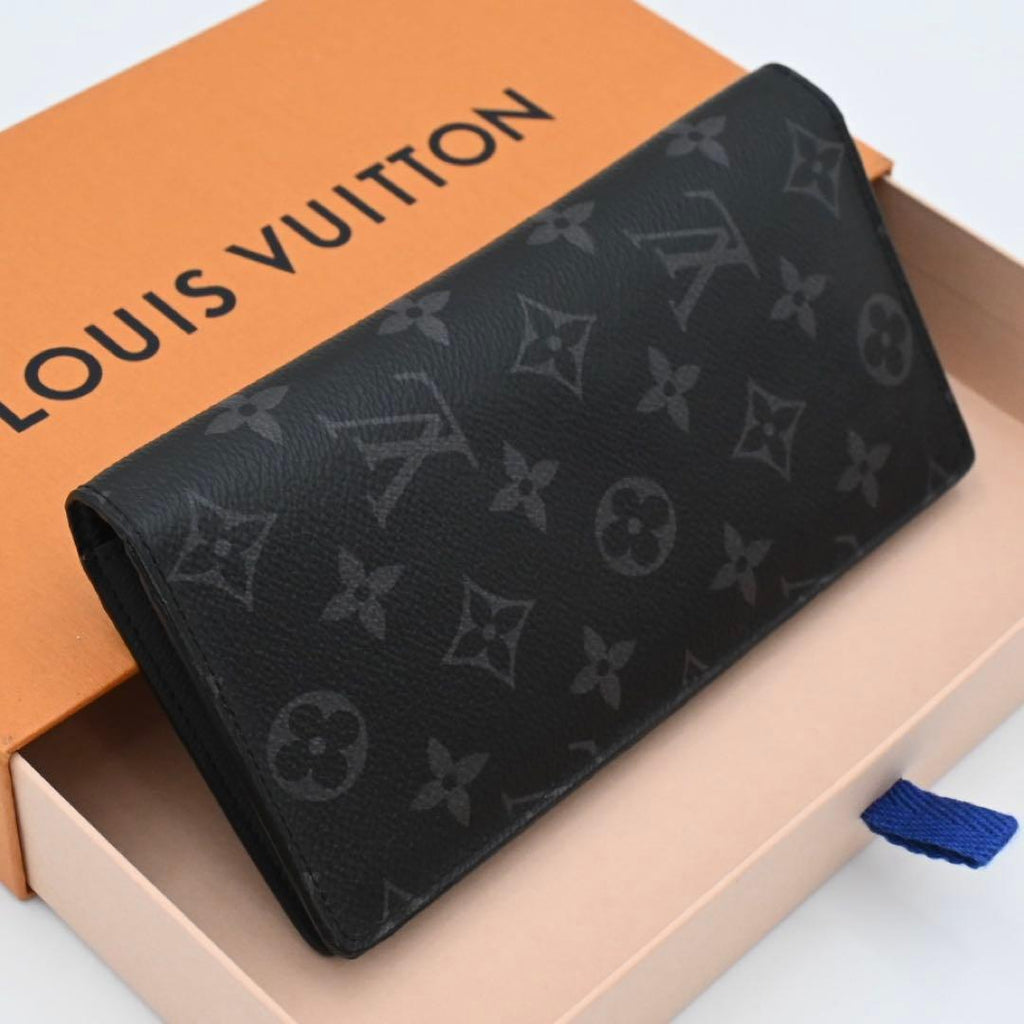 Louis Vuitton Monogram Eclipse Portefeuille Brazza Wallet Black