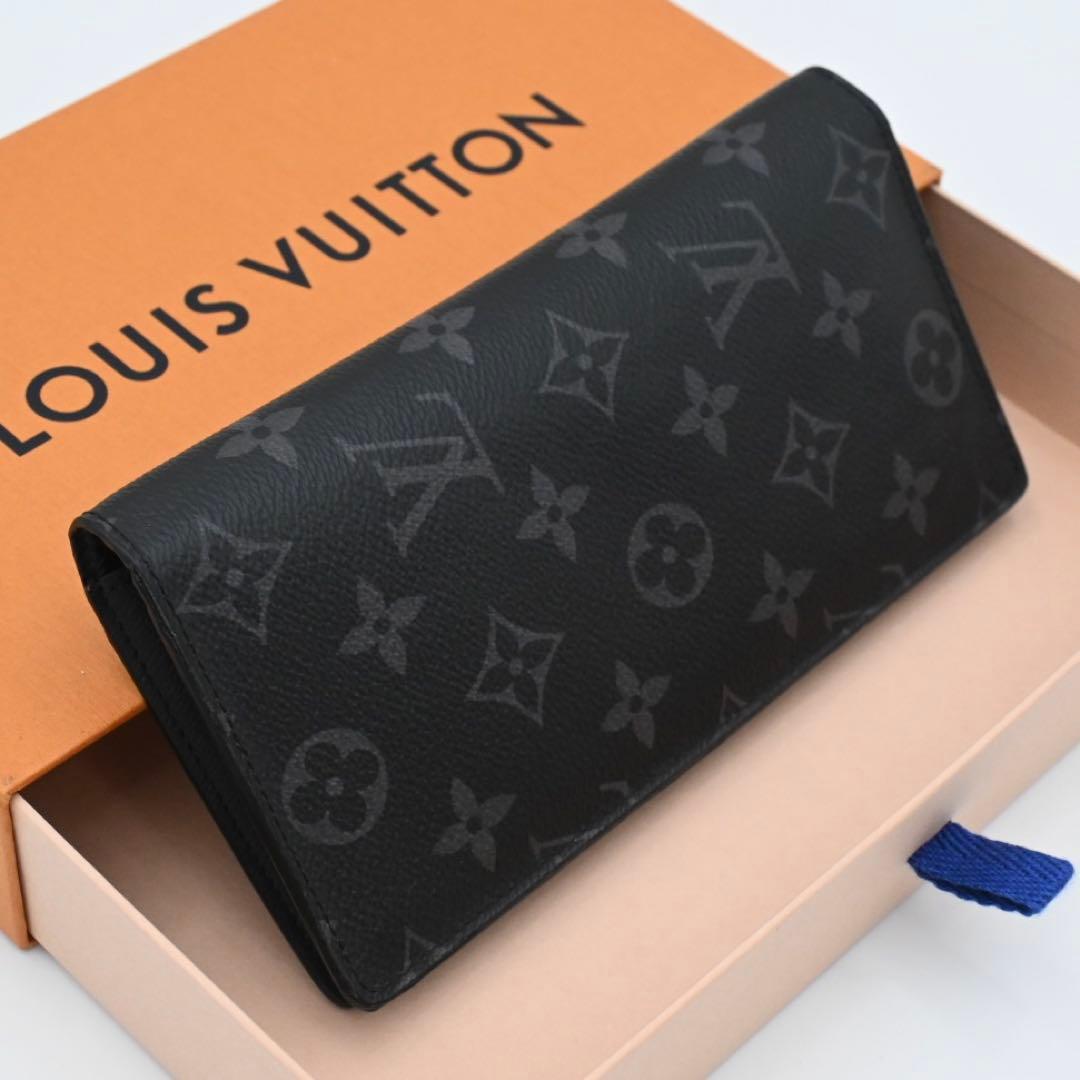 Louis Vuitton Monogram Eclipse Portefeuille Brazza Wallet Black