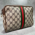 Gucci GG Sherry Line Clutch Brown Leather